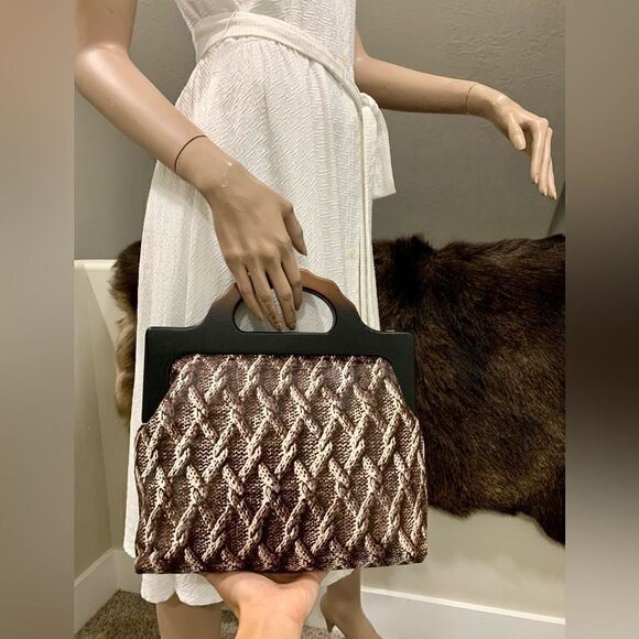 Handmade Genuine Hair-on Calf-hide Wooden Frame Top Handle Bag & 2 Strap Styles - Picture 9 of 16